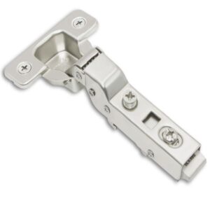 Half overlay soft-close cabinet hinge TCH-11306 H.45.D with press-in dowels and latch for quiet and secure cabinet door closure