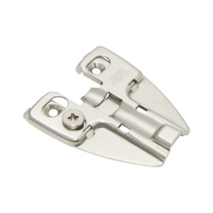 Face frame latch 3D mounting plate TCH-11307 10.DF02 with nickel-plated steel, cam adjustment, and T-X hinge compatibility for traditional cabinetry