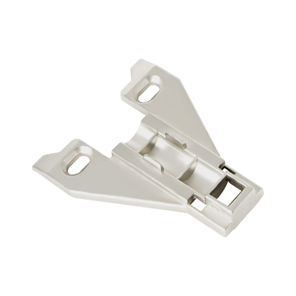 Face frame clip-on mounting plate TCH-14102 10.FZ02 with nickel-plated finish and T-X hinge compatibility for traditional cabinetry