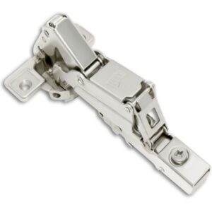 Full overlay 165-degree clip-on soft-close corner hinge TCH-14202 165.F.48.S for lazy Susan and wide-angle cabinet doors.
