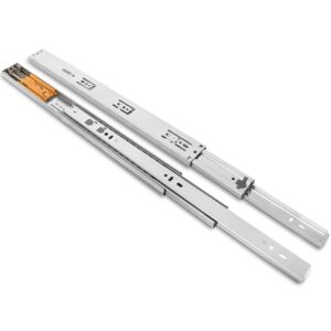 45mm push-to-open soft-close ball bearing drawer slides TCH-22404 ZP with 100 lb capacity, smooth side mount operation, and durable steel design.