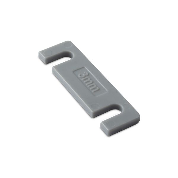 3mm plastic spacer for undermount clips in face frame cabinets. Provides ±9mm left-right and ±5mm up-down adjustment, nickel plated steel for durability.