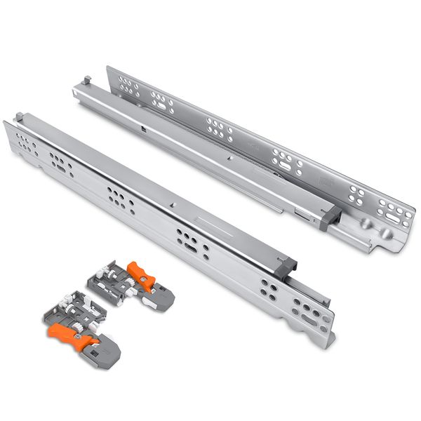 19mm Clip-on Soft-Close Standard Duty Undermount Drawer Slides TCH-23105 19.3D with 100 lb load capacity for frameless and face frame cabinets