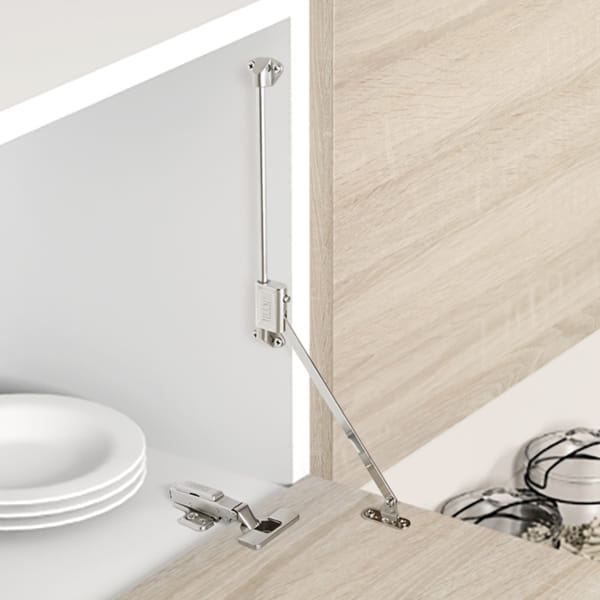 Downward lid stay support TCH-313016 with smooth downward motion, secure hold, and durable construction for lids, flap doors, and cabinetry