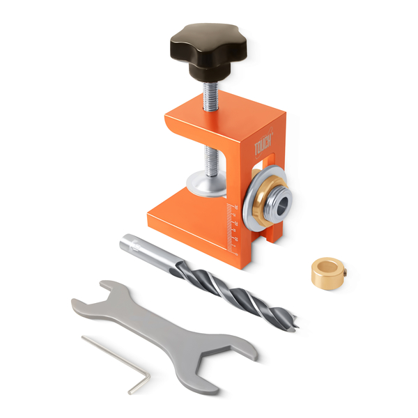 10mm drilling jig for push-to-open cabinet latch installation, ideal for accurate, tool-free cabinet assembly without industrial machinery.