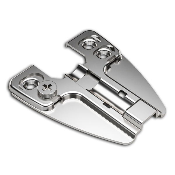 Face frame 3D mounting plate TCH-11400 10.DF03 with cam adjustment, nickel-plated finish, and T-X hinge compatibility for traditional cabinetry
