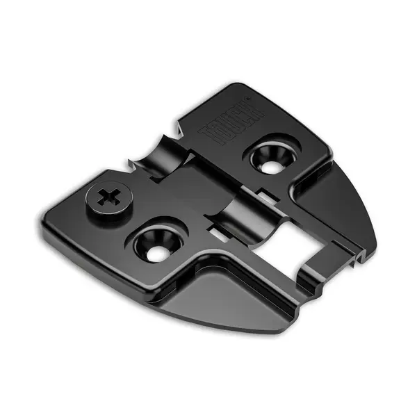 Frameless 3D hinge mounting plate with cam adjustment and nickel-plated finish for precise cabinet alignment