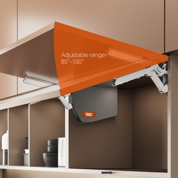 Slim lift mechanism fitted inside a compact wall cabinet