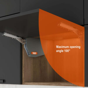 Clip-on mounting of TOUCH lift-up cabinet door mechanism