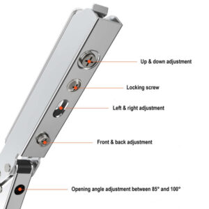 3D adjustment points on lift-up cabinet door system