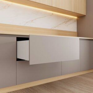 Push-open soft-close synchronized undermount slide